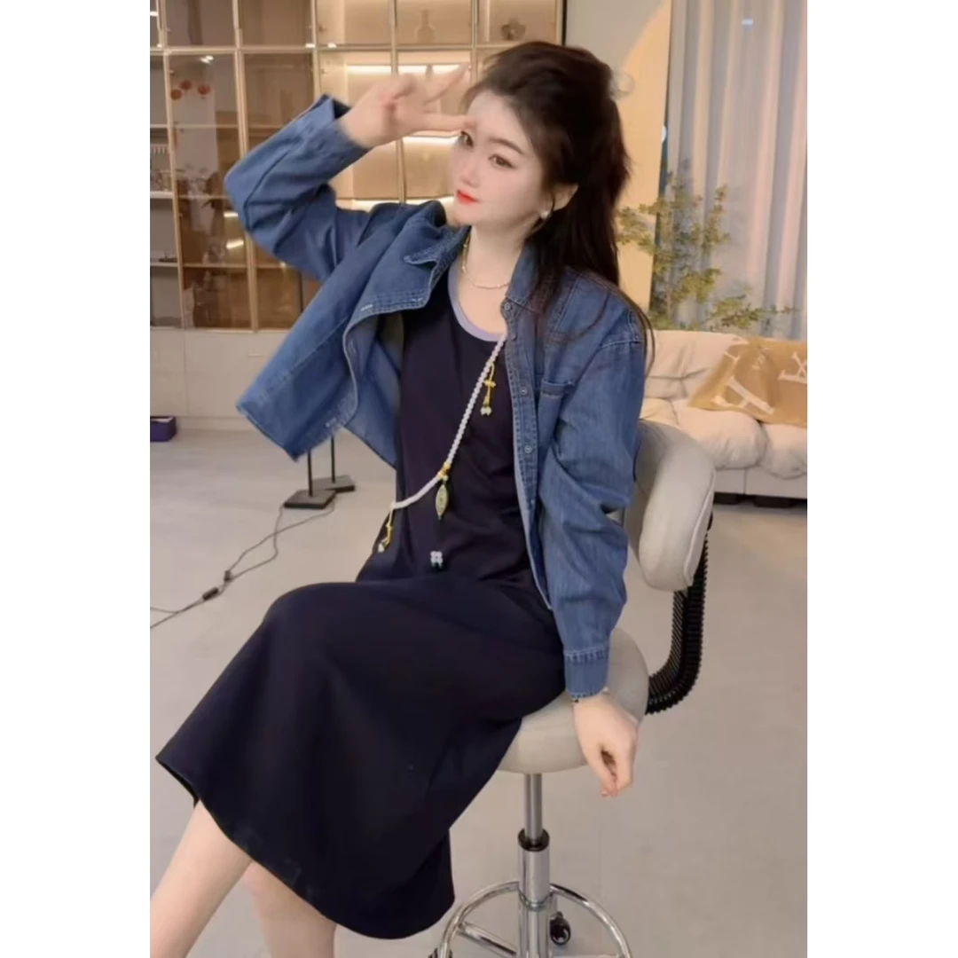 『复古蓝调Y』时尚气质百搭时尚裙套装2581667