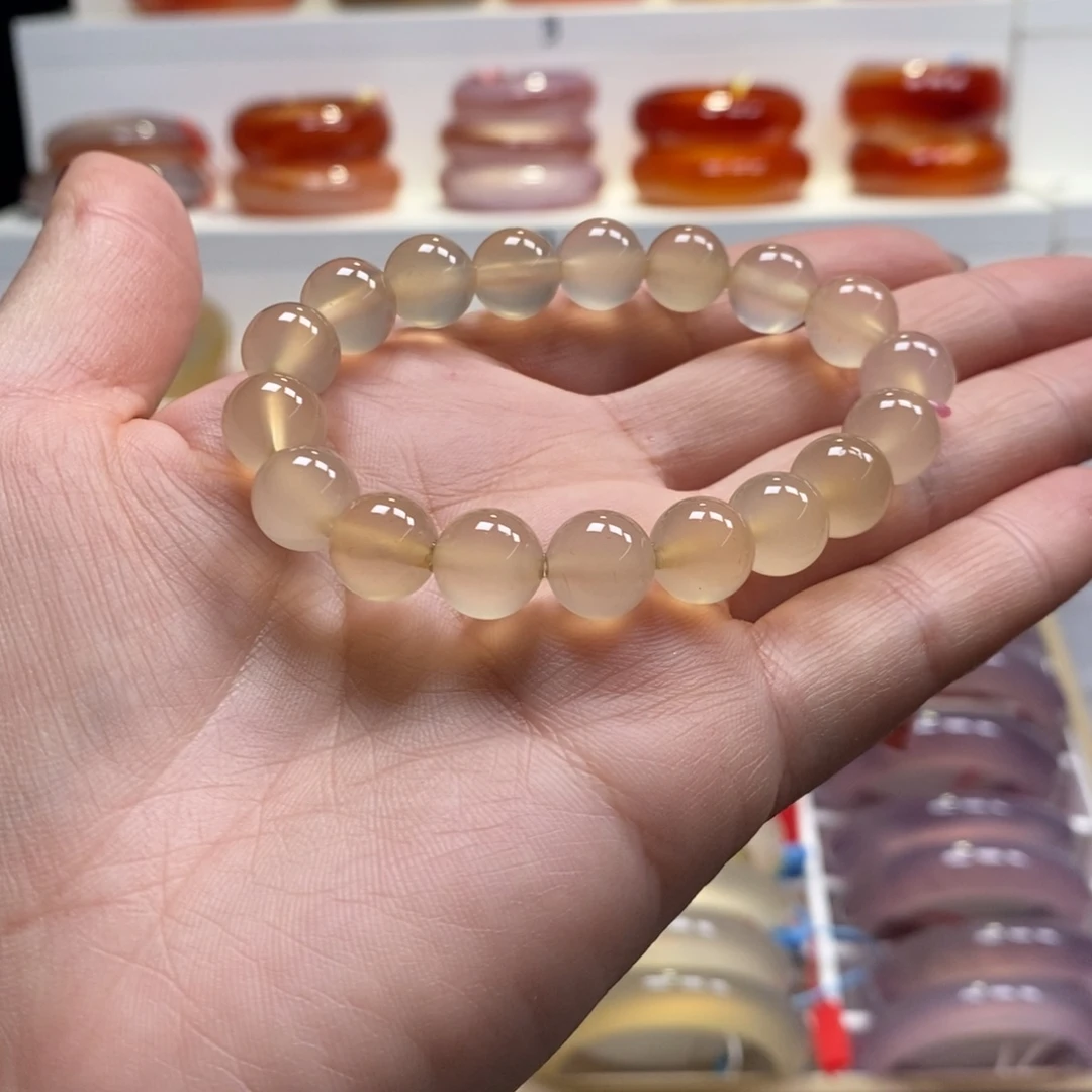 玛瑙/玉髓未镶嵌手串天然纹雾飘色