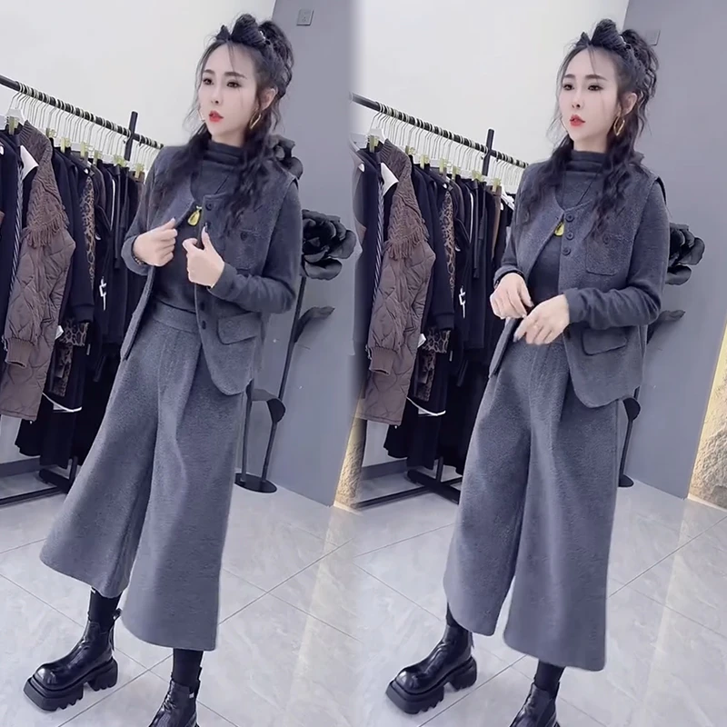 2025秋季新款时尚显瘦气质网红高档套装女高级百搭宽松大码三件套