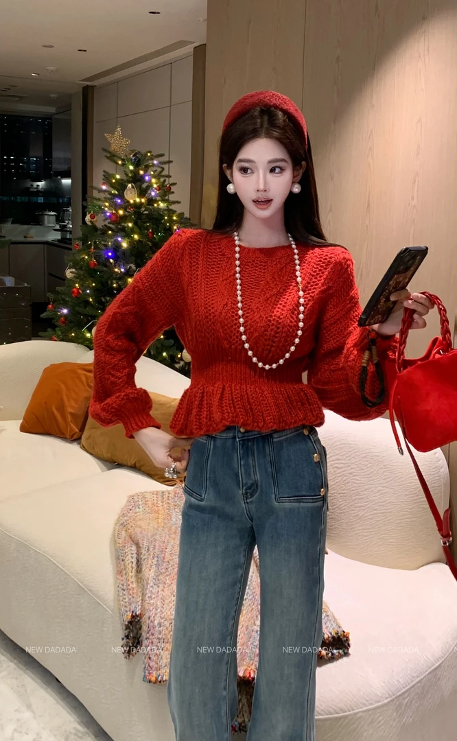 利达 NEW DADADA【绯绒漾摆】时尚百搭女款针织毛衣CPM4083