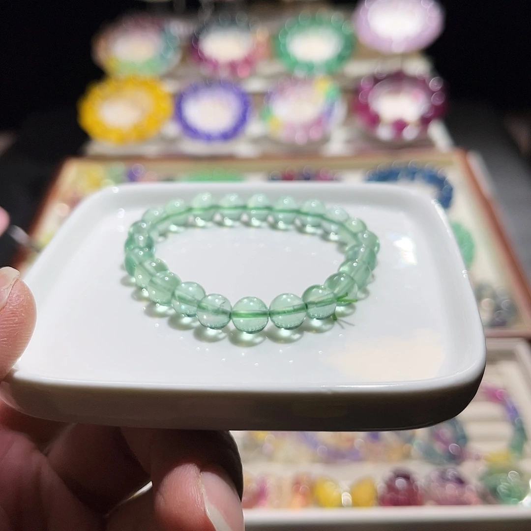 萤石未镶嵌手串薄荷绿单圈8m