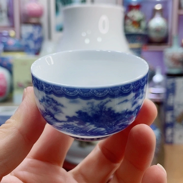 花瓶青花山水功夫杯