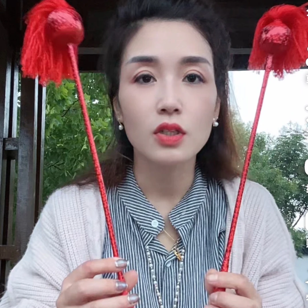 小华视频同款高级中国红棒手工配饰