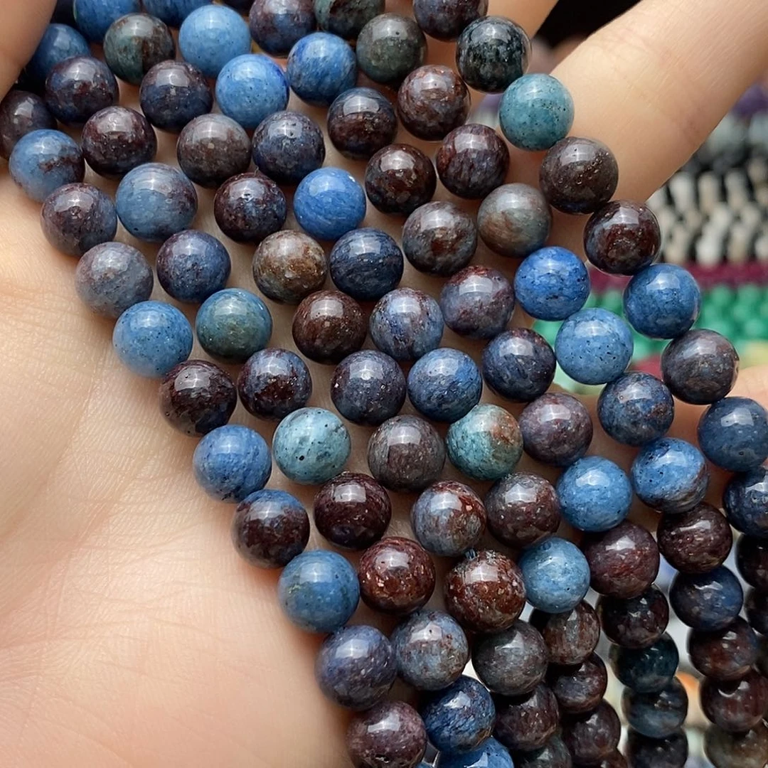 玛瑙/玉髓未镶嵌珠宝半成品蓝澳玉圆珠约8mm一条