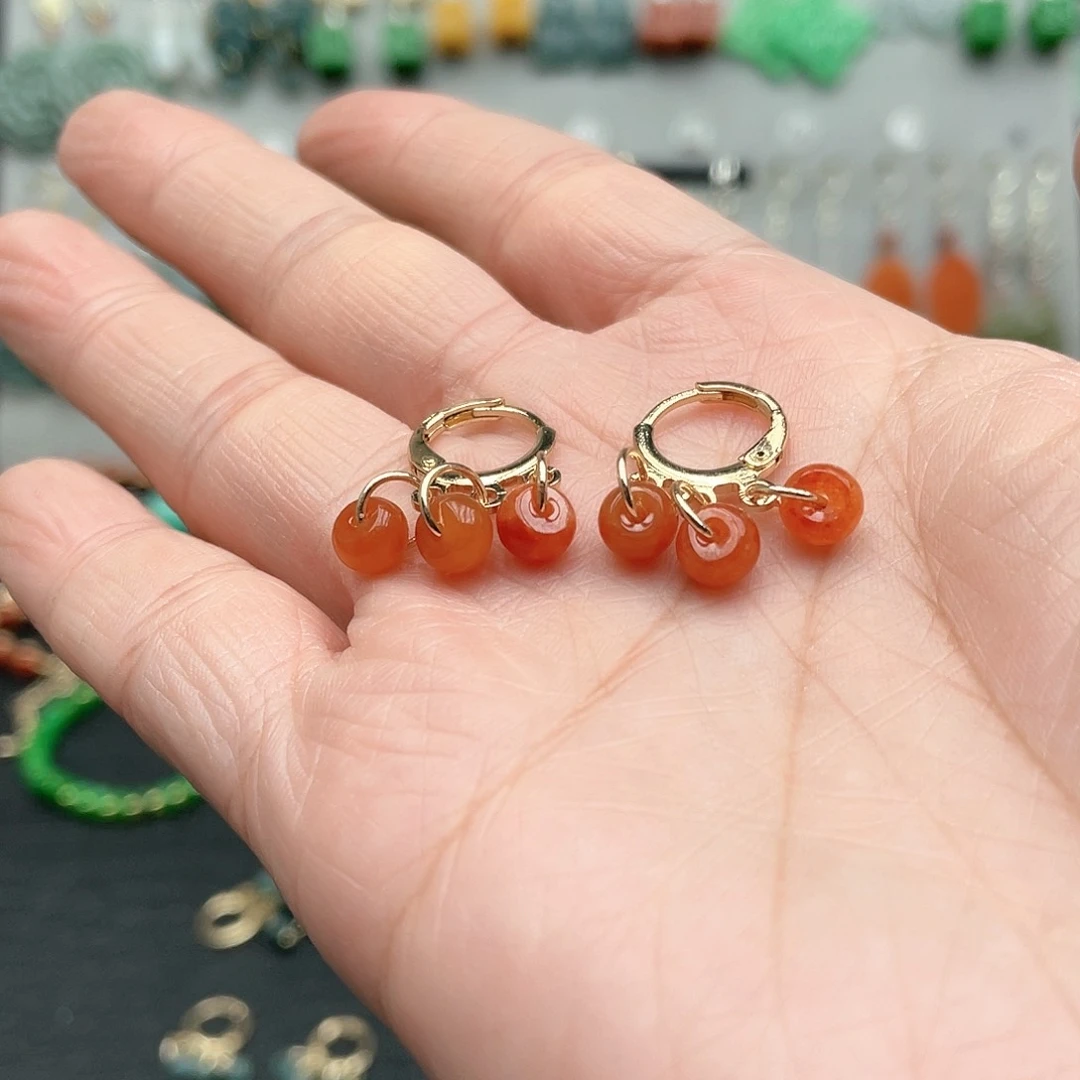 翡翠未镶嵌耳饰4458