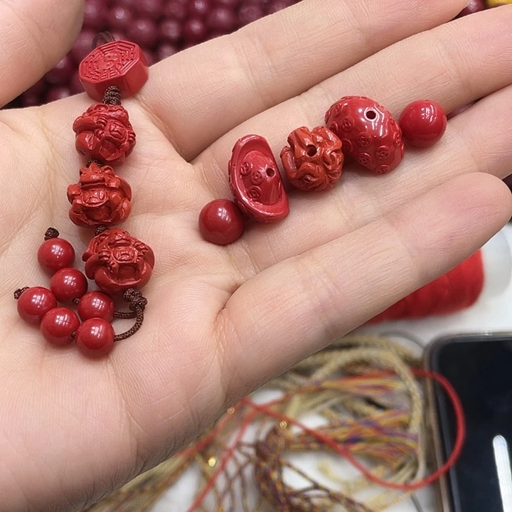 天然辰砂4条手串三合的