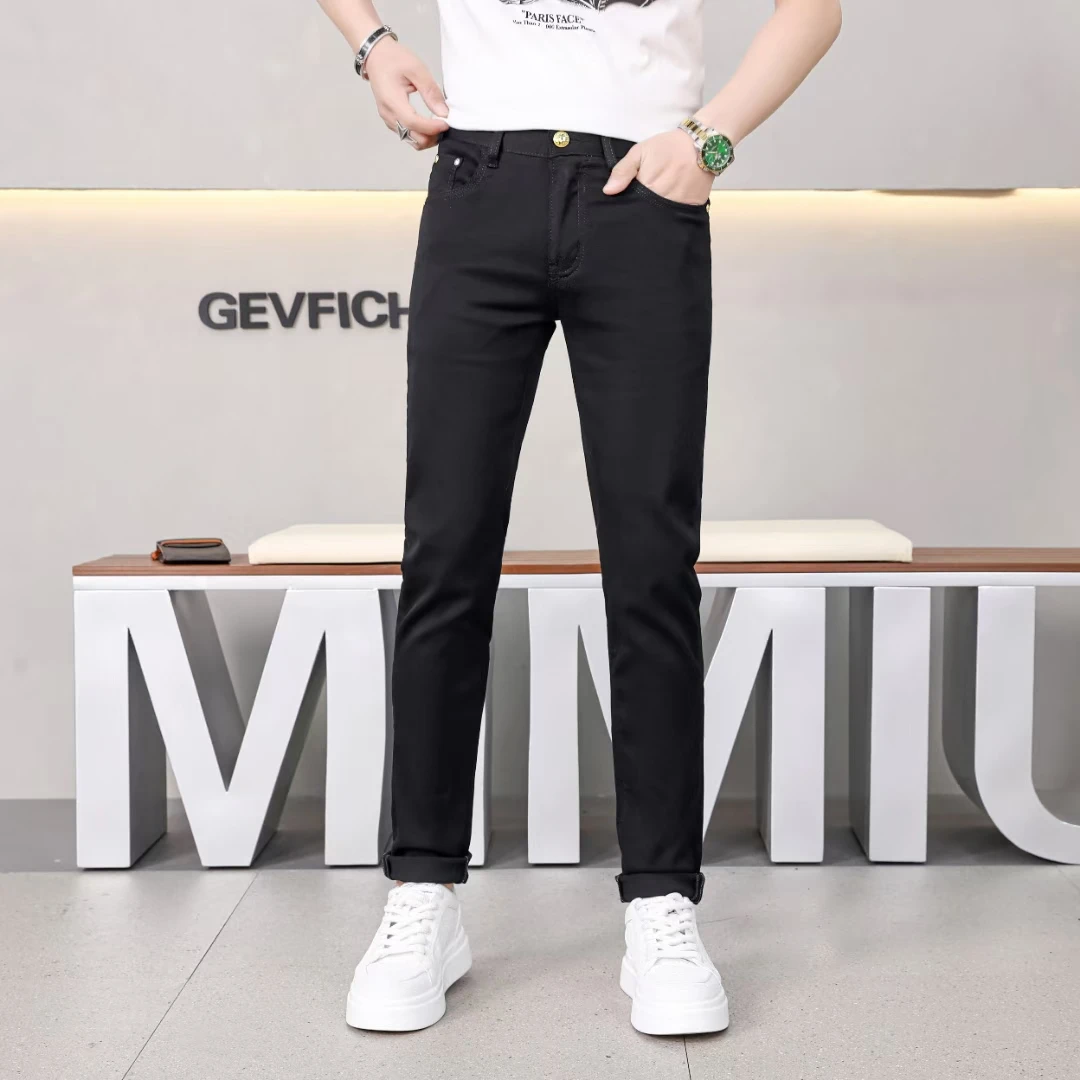 男士新款牛仔裤黑色牛仔简约大气修身百搭时尚潮流舒适柔软高弹力
