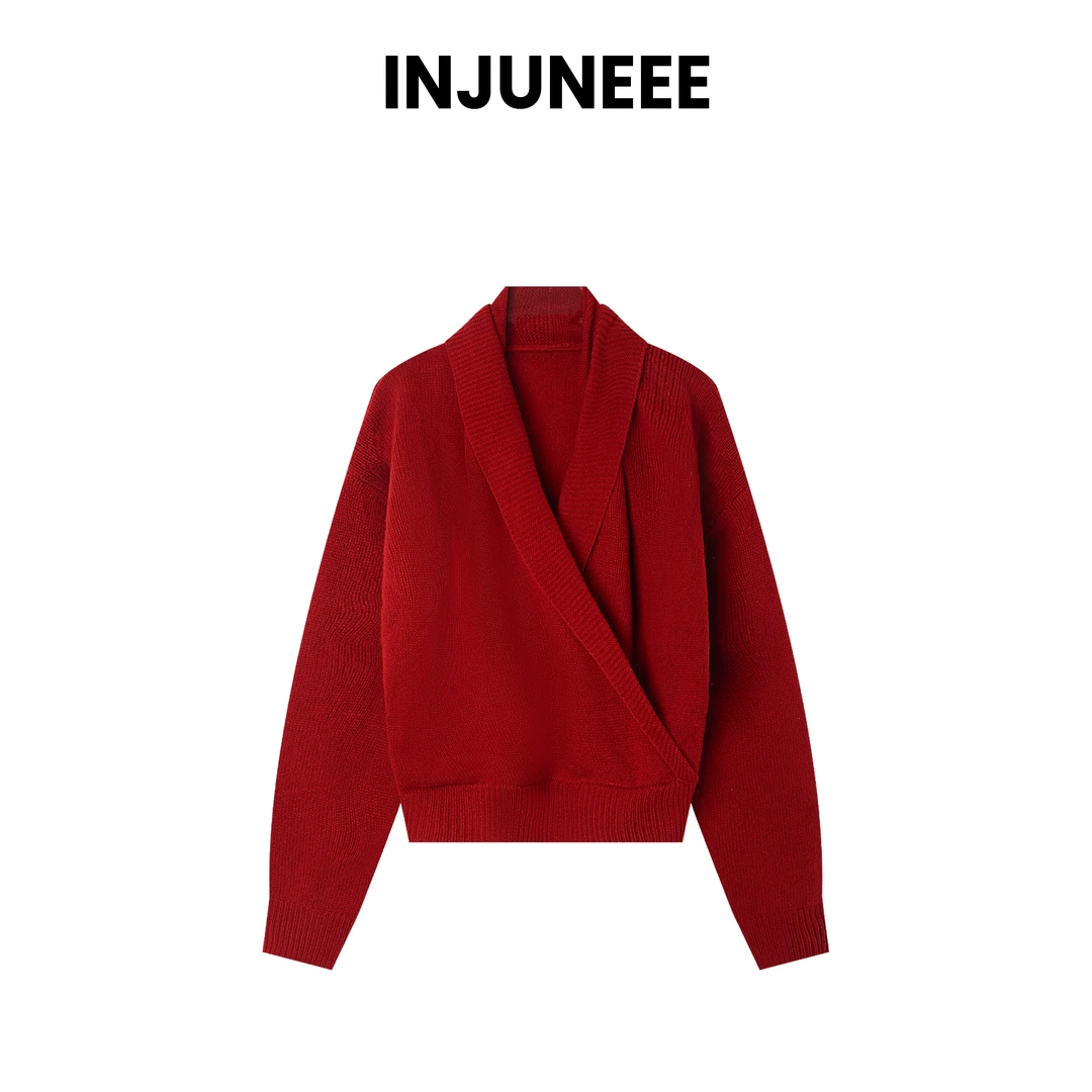 【梦马生花】2025新款秋冬羊绒混纺厚款交叉气质轻奢复古针织衫3281