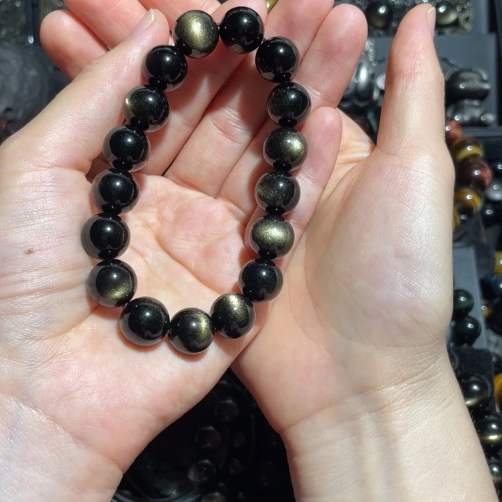 黑曜岩未镶嵌手串青****。