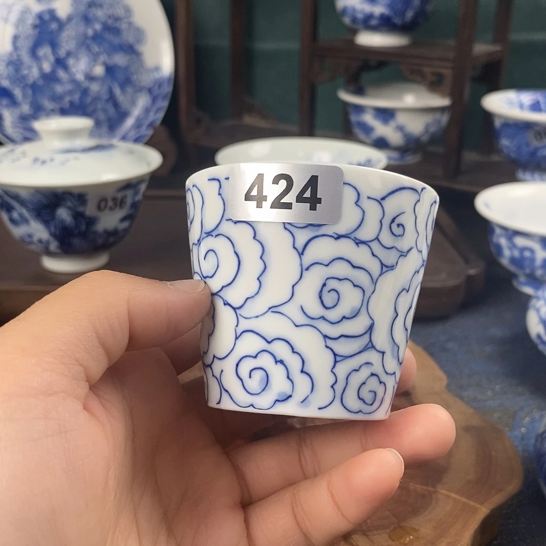皮***2瓷片景德镇手绘青花茶器424