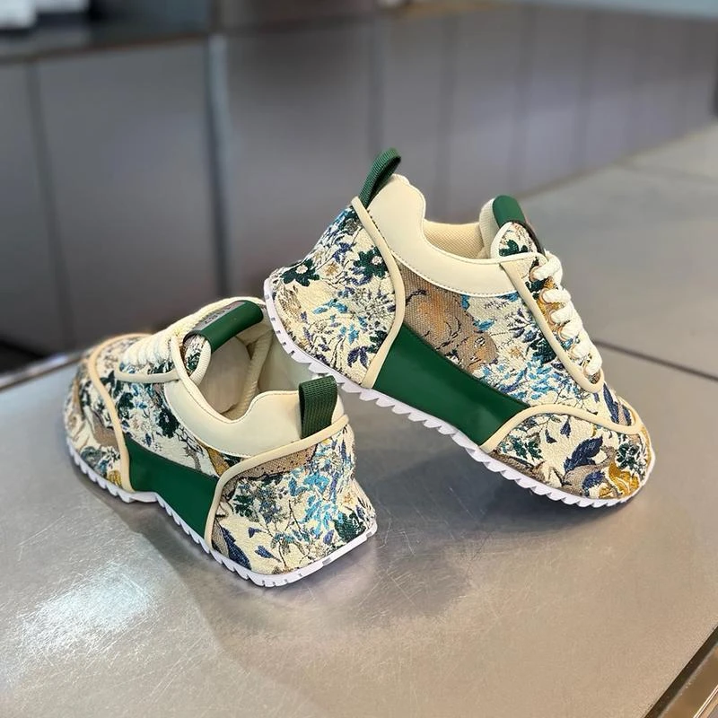 潮牌印花阿甘鞋男款2025春季新款时尚厚底增高老爹鞋运动休闲鞋