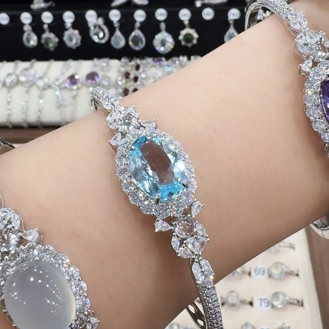 乔***ぁ蛇纹石玉银S925镶嵌手镯