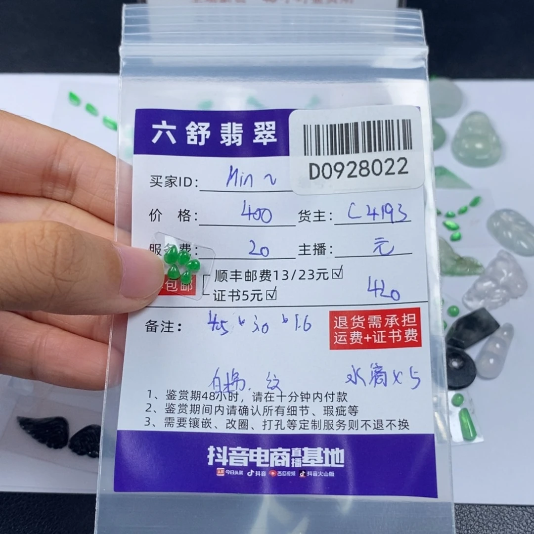 M***吖翡翠未镶嵌挂件D0928022