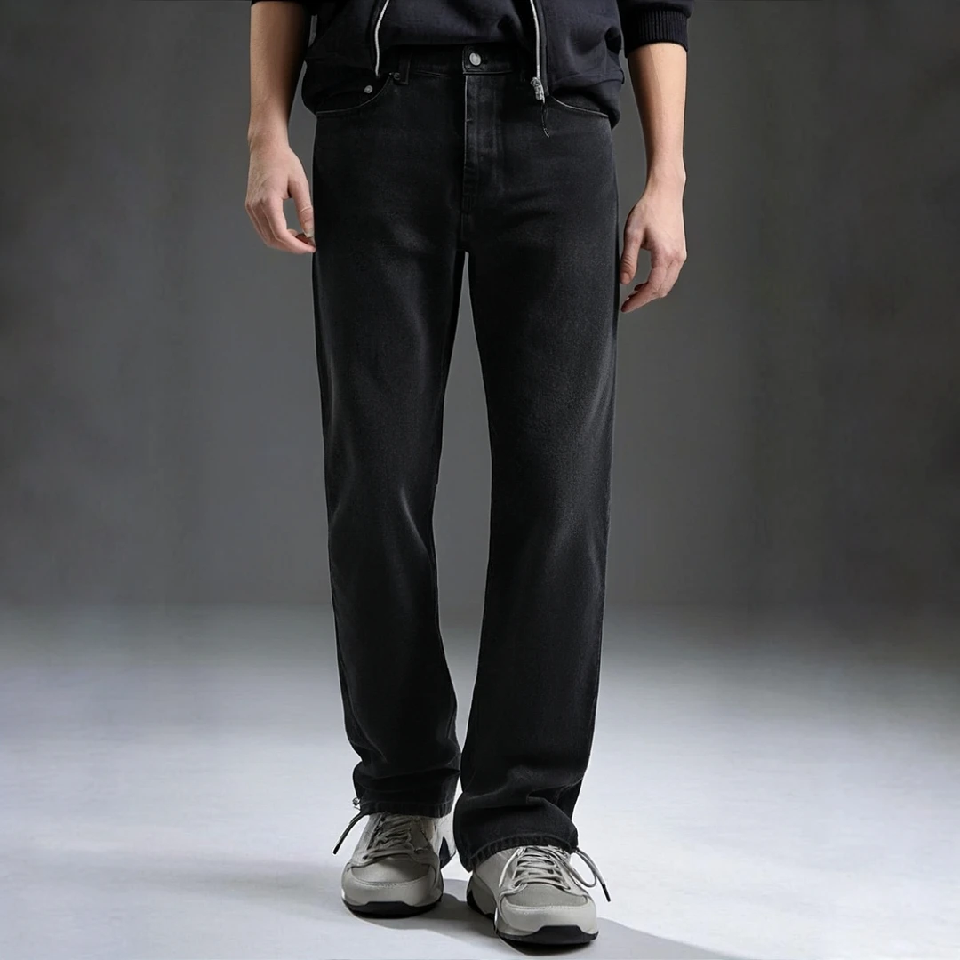 DENIMIT 秋冬美式水洗宽松直筒男士中高腰牛仔裤05