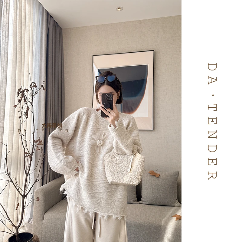 DA·Tender-“执花写意设计感毛衣”春季时尚休闲百搭温柔减龄