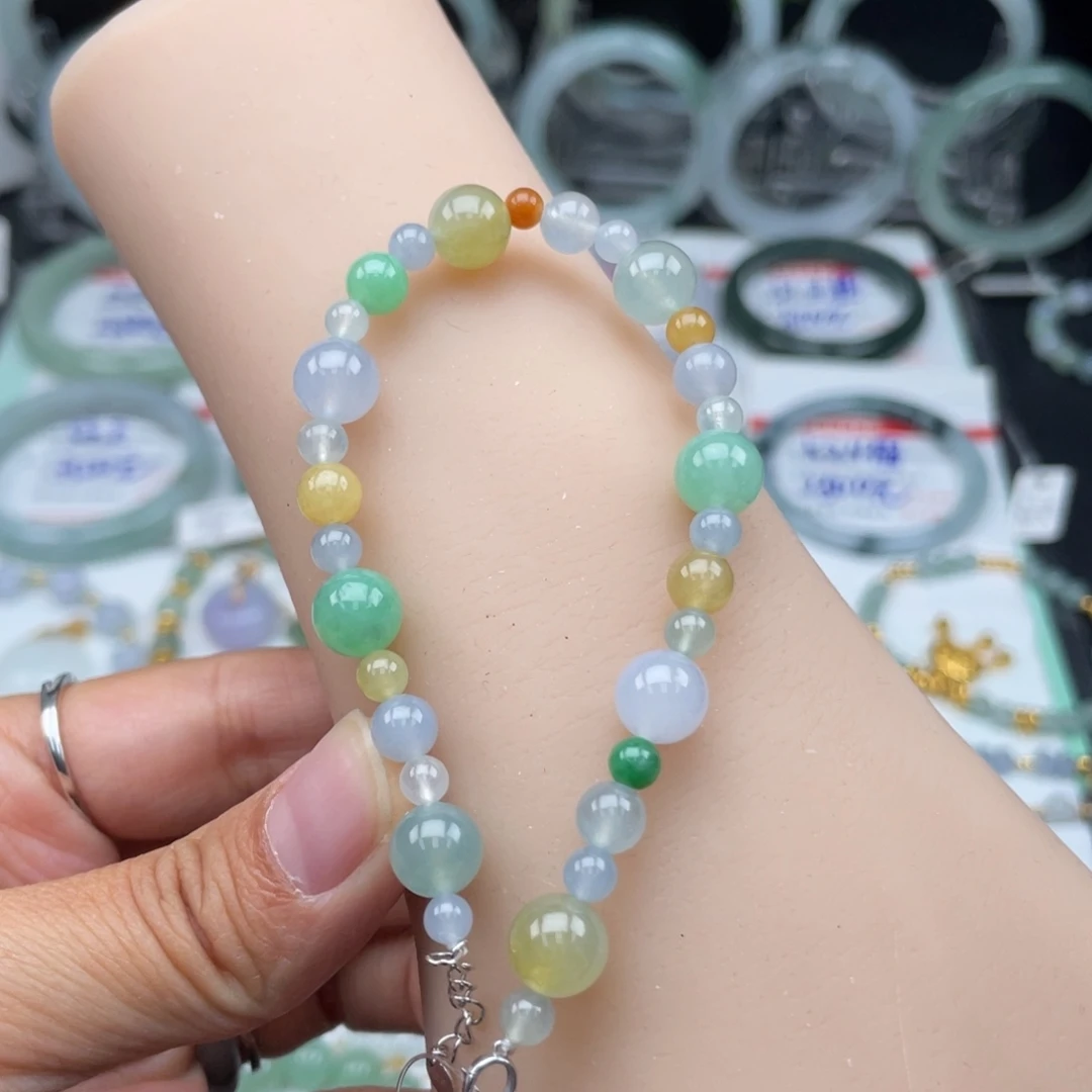 翡翠18K金镶嵌手串