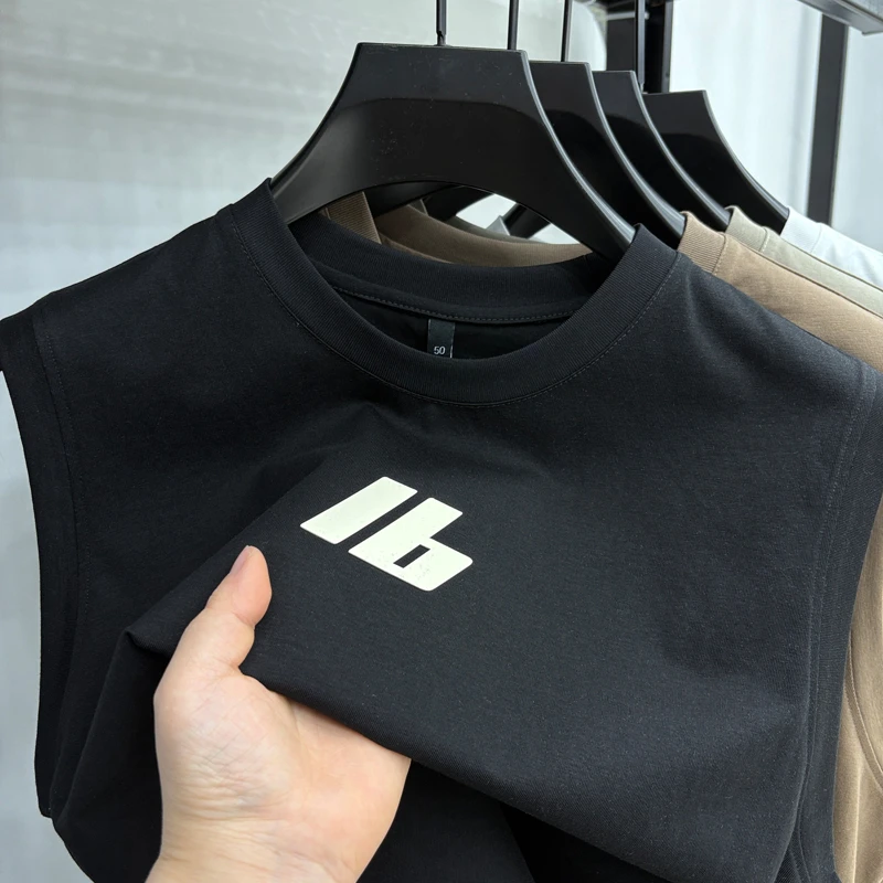 潮流时尚简约运动背心无袖透气男士短袖夏季内搭上衣打底棉背心