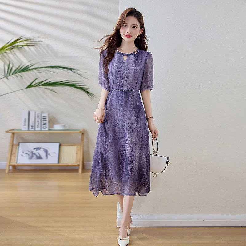 高端气质连衣裙女2025夏季新款优雅气质高级感收腰显瘦法式长裙女