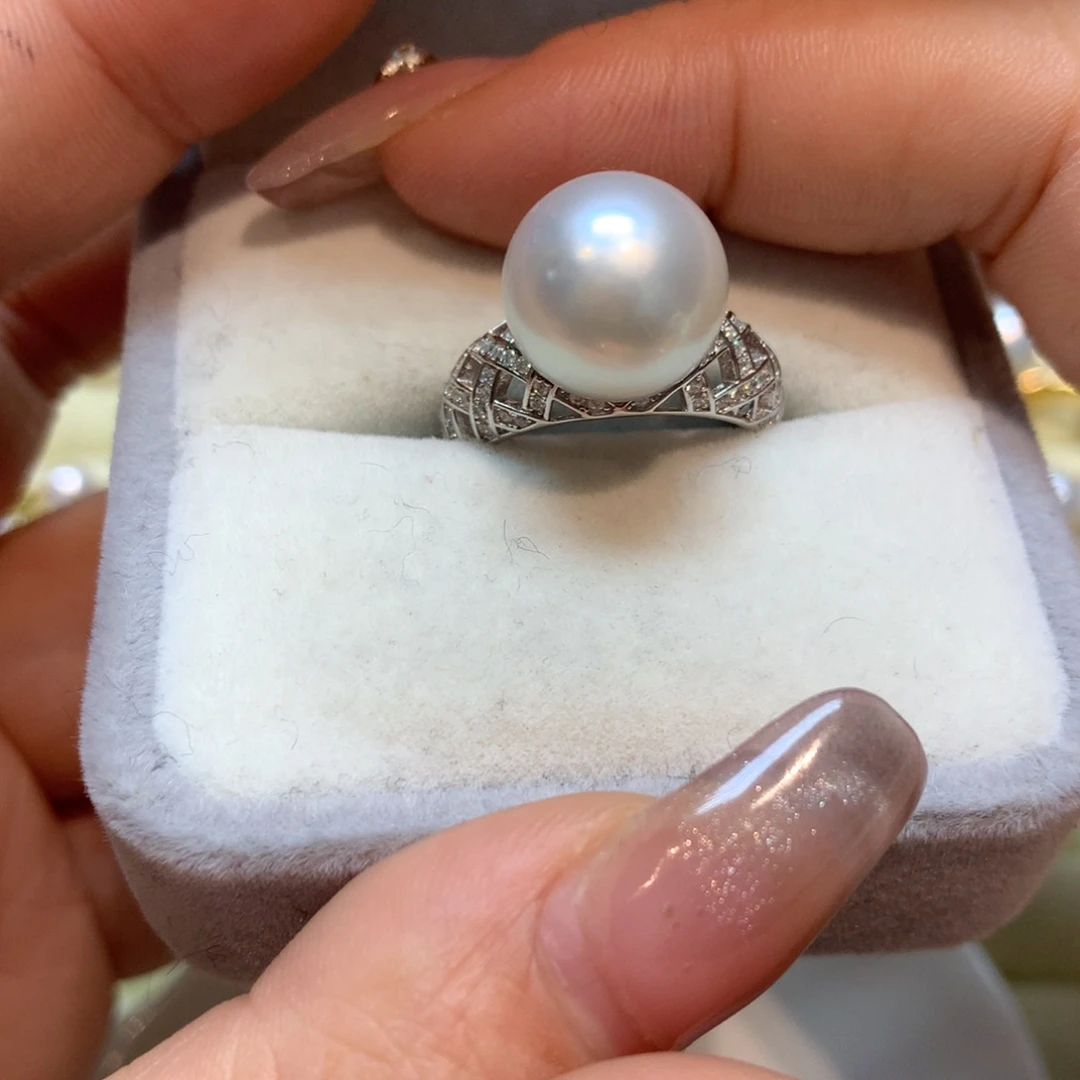 海水珍珠戒指银S925镶嵌