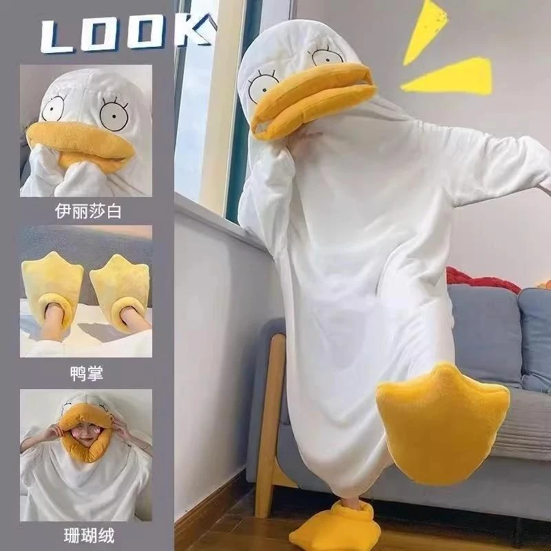 范哲萨银魂伊丽莎白睡衣冬季鸭子连体睡衣搞怪睡袋男女同款卡通