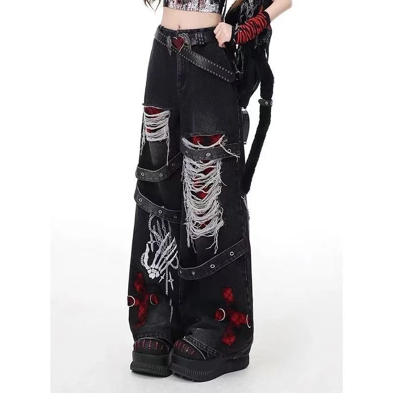 【破价+现货+运费险】美式阔腿牛仔裤女新款小众百搭宽松直筒拖地裤