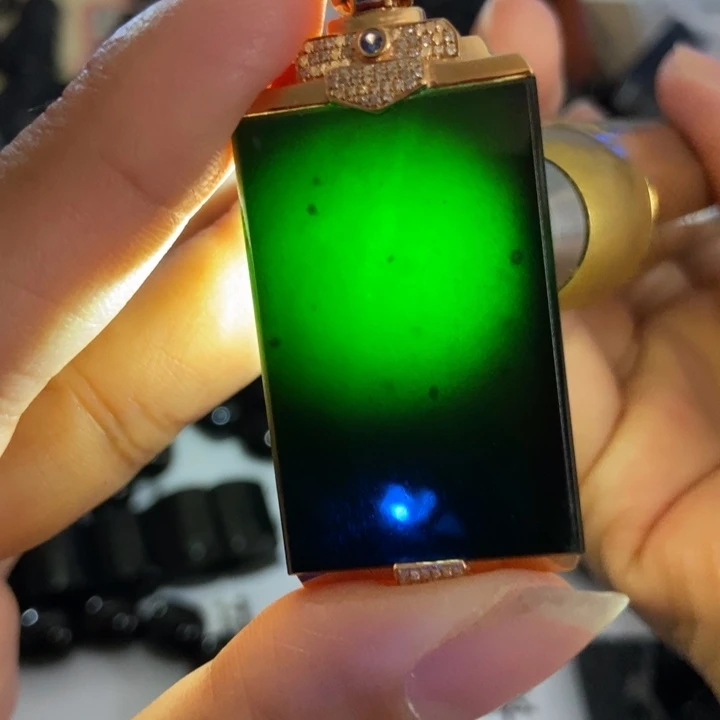 翡翠18K金镶嵌颈饰墨翠