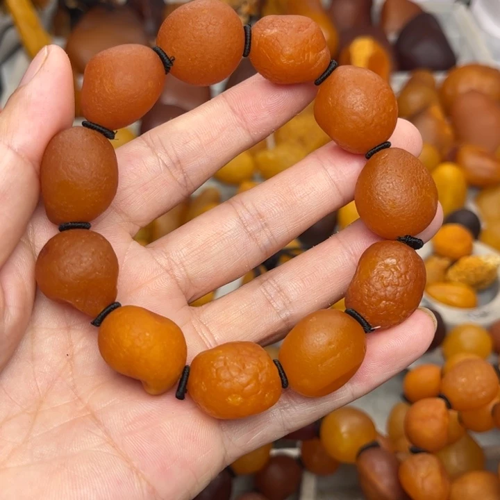 琥珀未镶嵌裸石天然蜜蜡手串