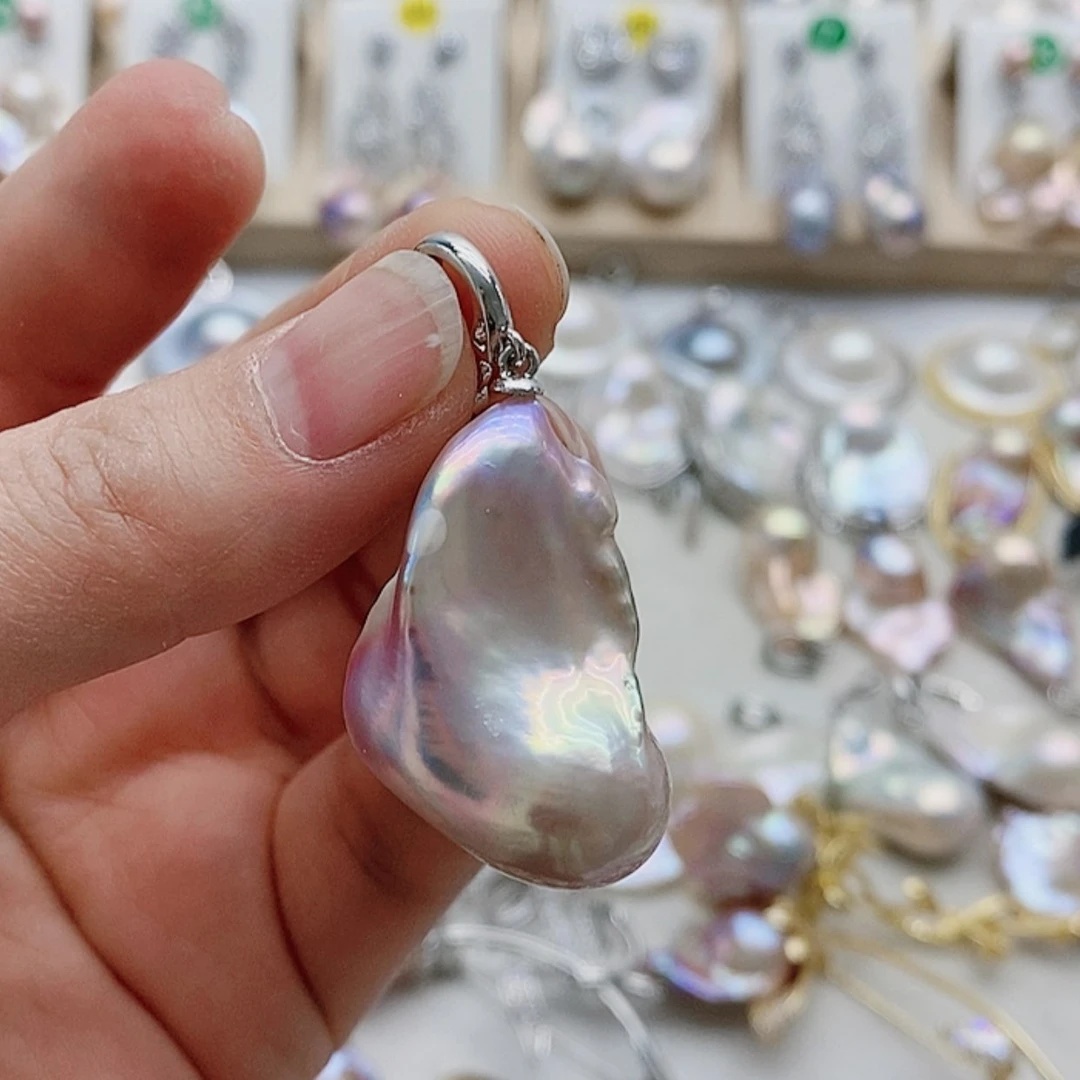 【闪购商品】淡水珍珠耳饰银S925镶嵌趴*熊