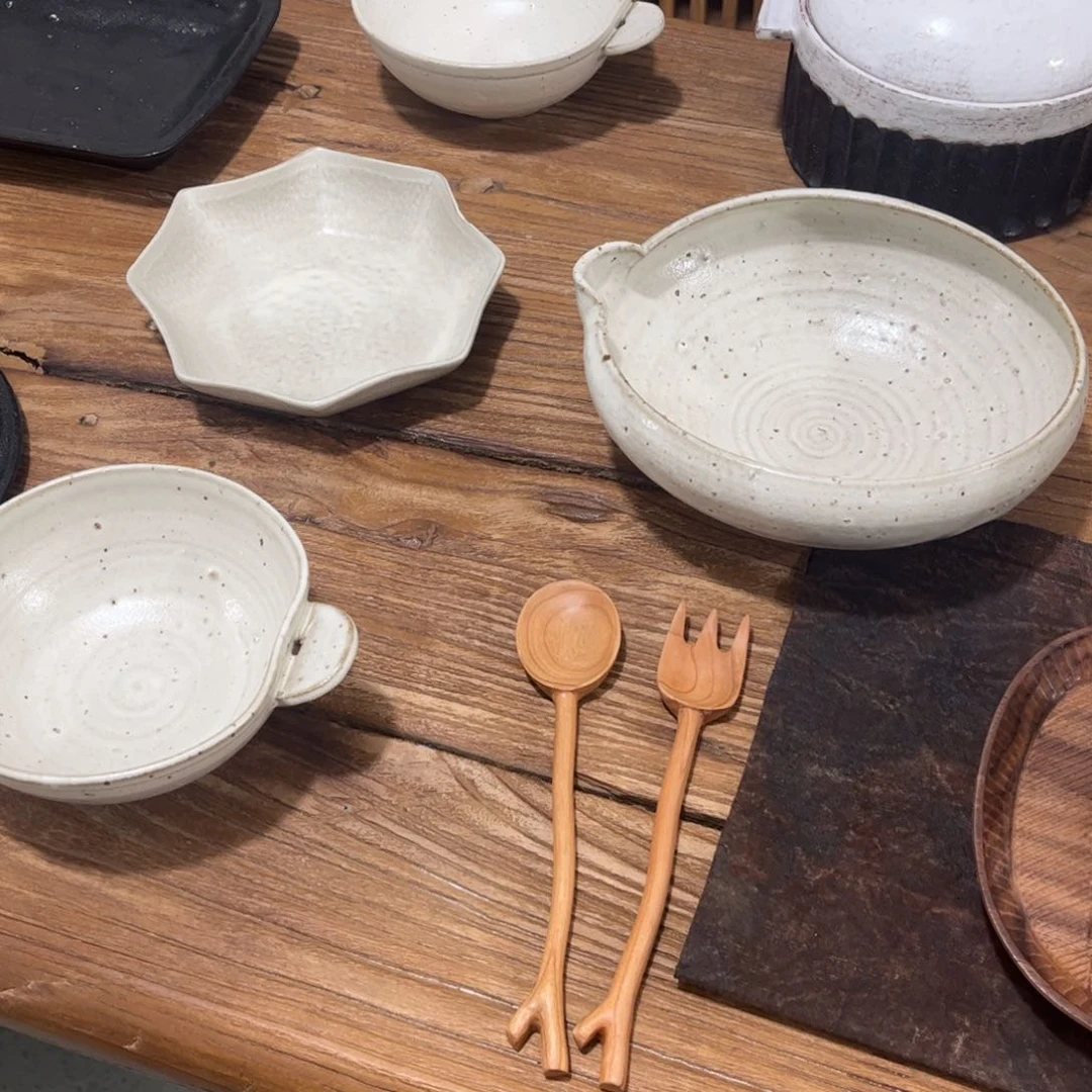 陶树杈勺子叉子1对