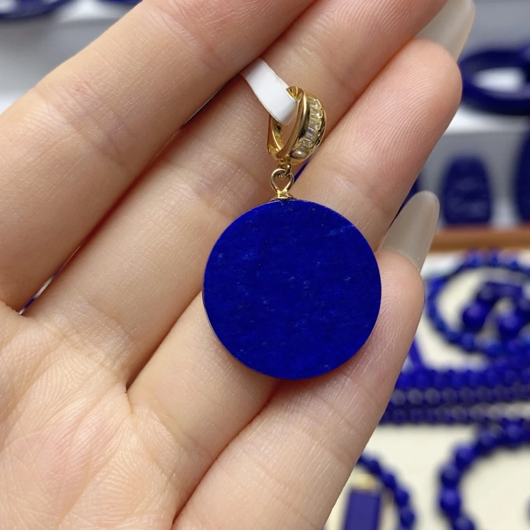 青金石银S925镀金镶嵌颈饰