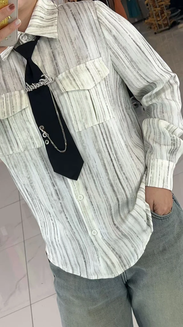 【巴贝黎】设计款领带翻领款个性衬衫