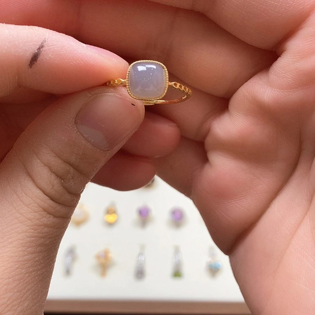 和田玉戒指银S925镶嵌文*