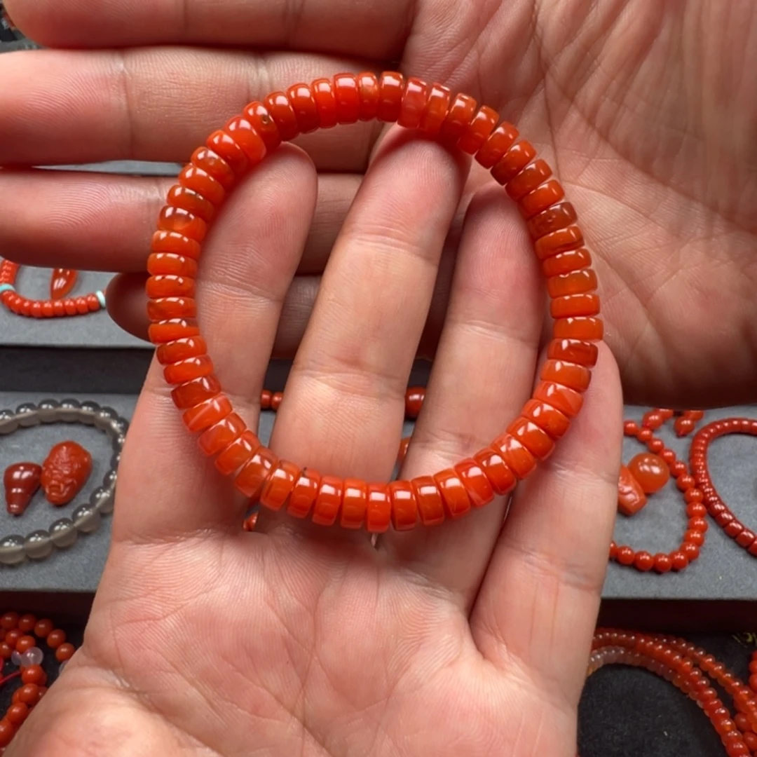 南红玛瑙未镶嵌大水沟直切手串7m