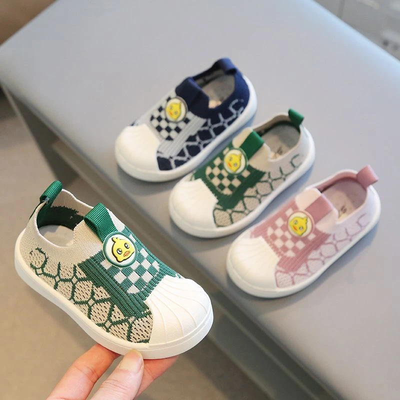 儿童运动鞋春秋新款贝壳头男女童飞织鞋透气轻便软底宝宝休闲网鞋