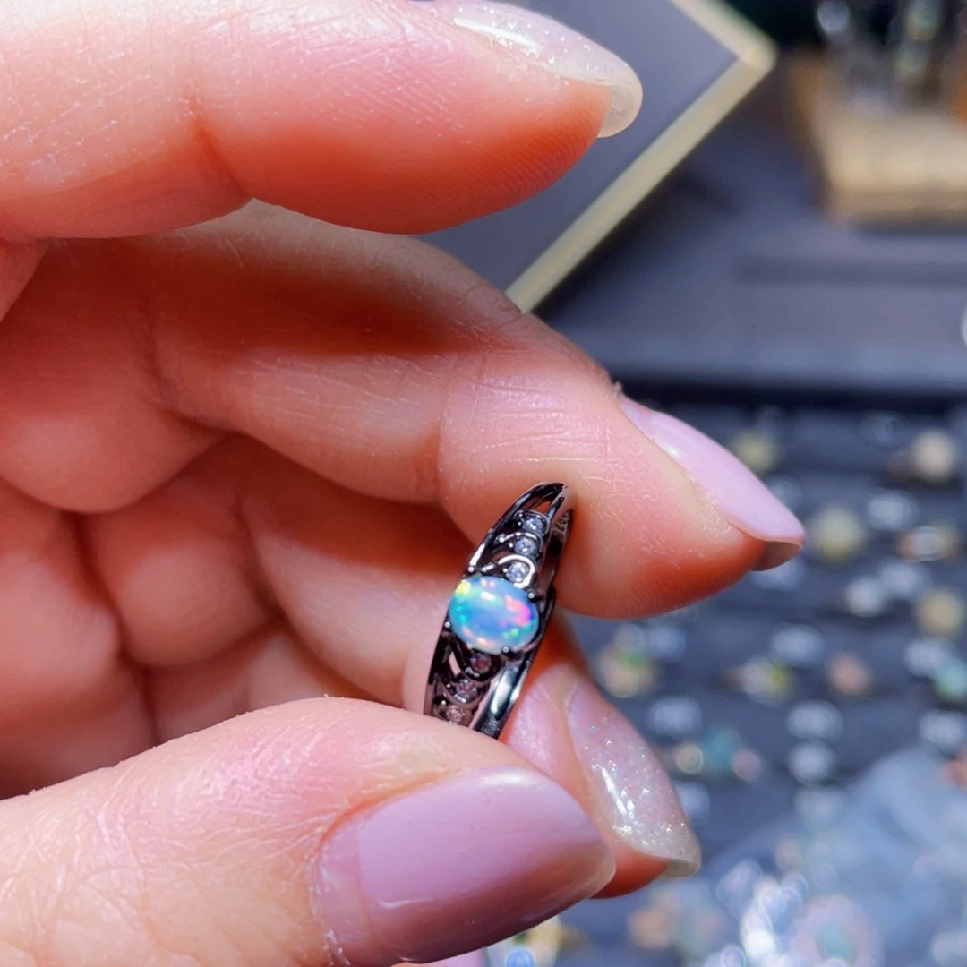 欧泊戒指〉银S925镶嵌