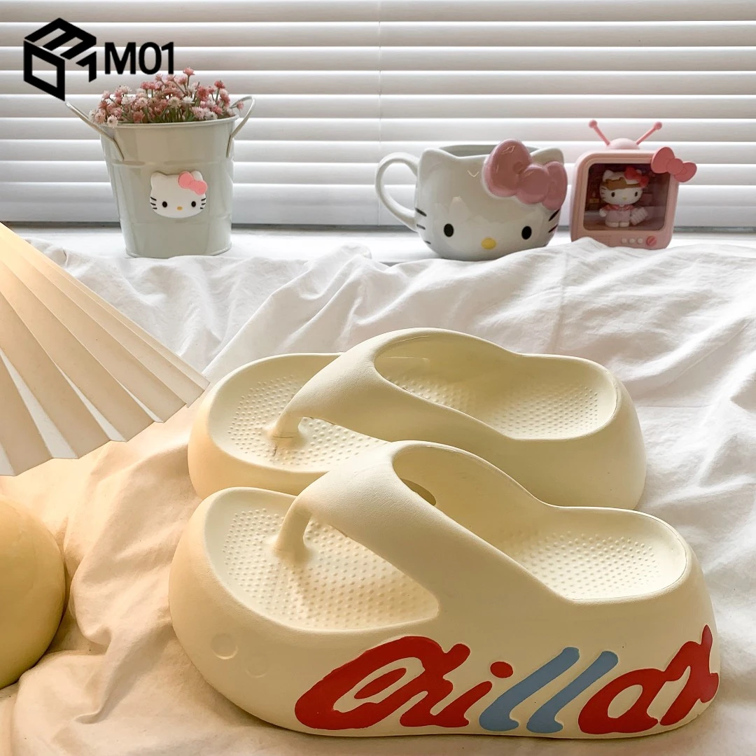 M01超火字母洞洞鞋女款2025夏天外穿凉拖鞋厚底踩屎感防滑人字拖