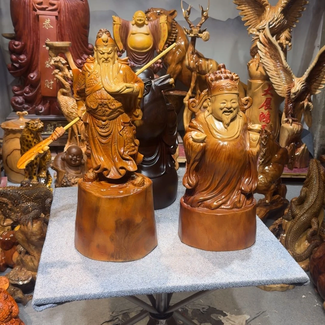 香樟木得*香樟木关公财神摆件