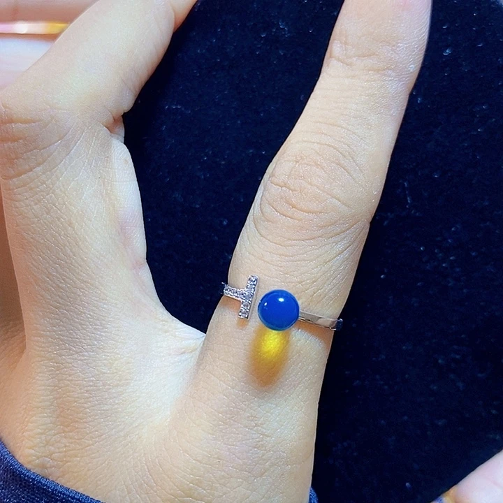 蓝珀未镶嵌珠宝奇石多米尼加蓝珀戒指