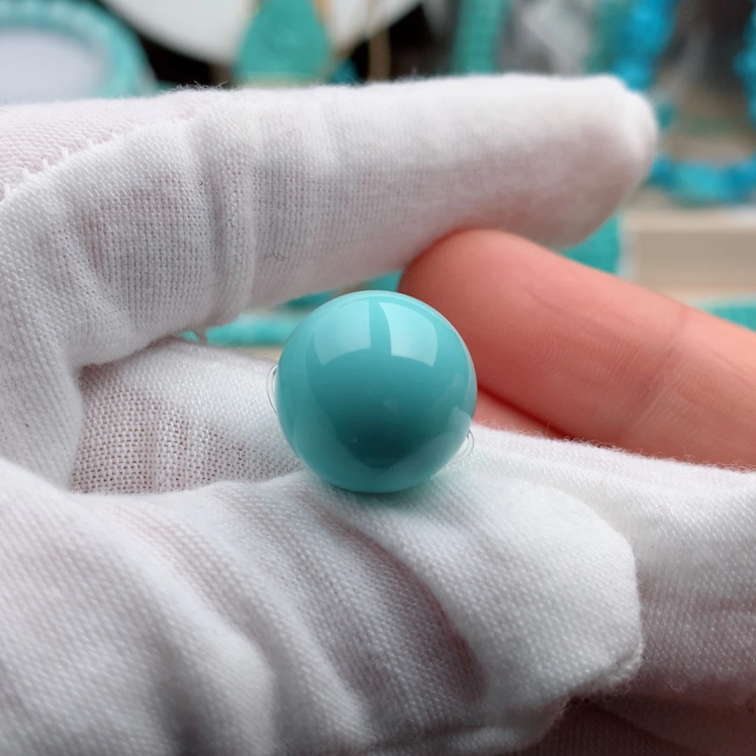 绿松石珠宝奇石未镶嵌14.8mm