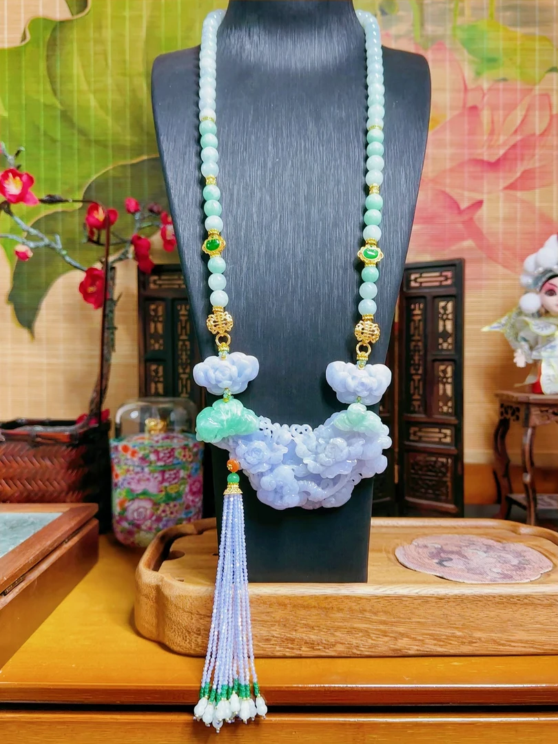 新品 原创设计毛衣吊坠 搭配翡翠全珠链百搭精美