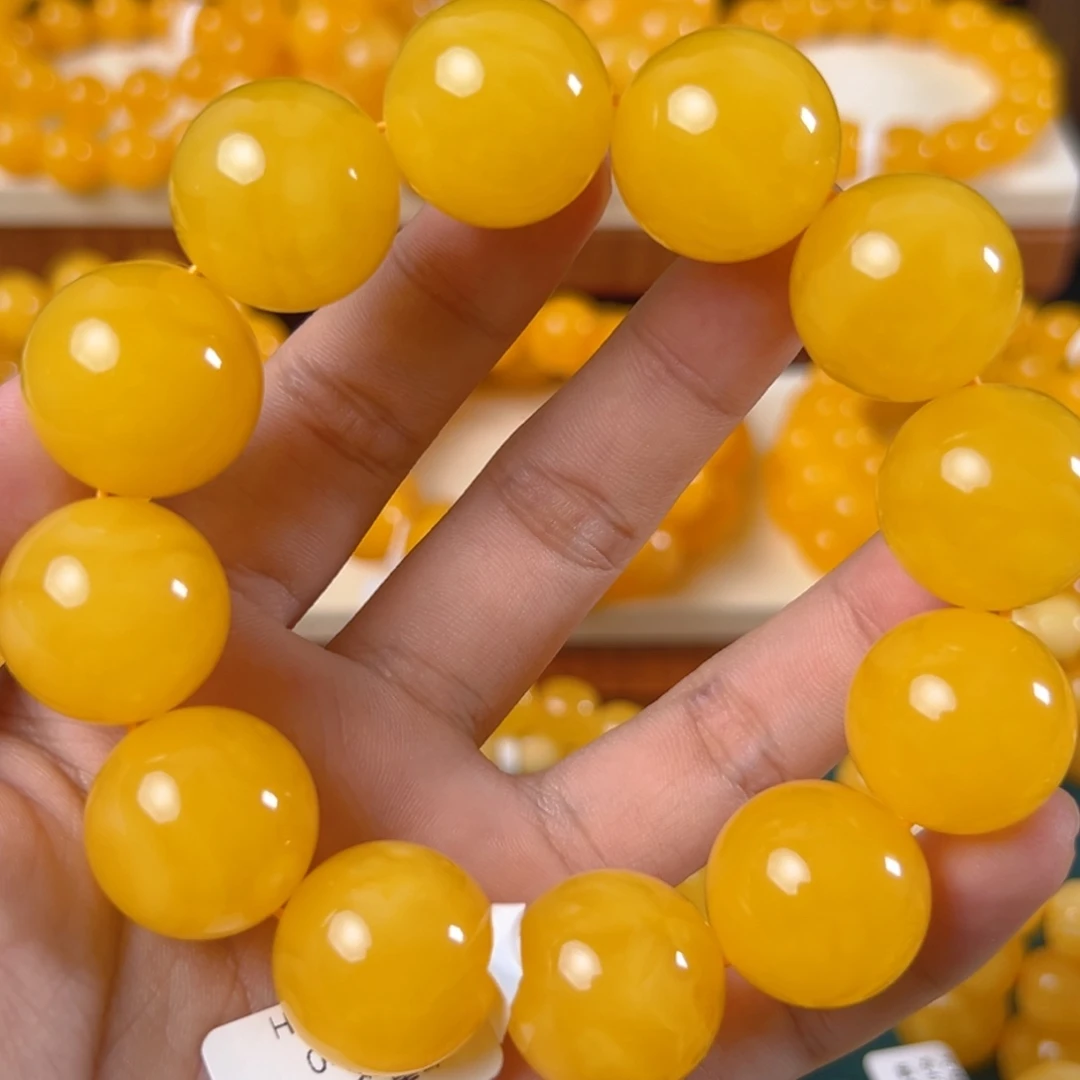 手链琥珀未镶嵌56g焦皮同料圆珠2.0 zxh