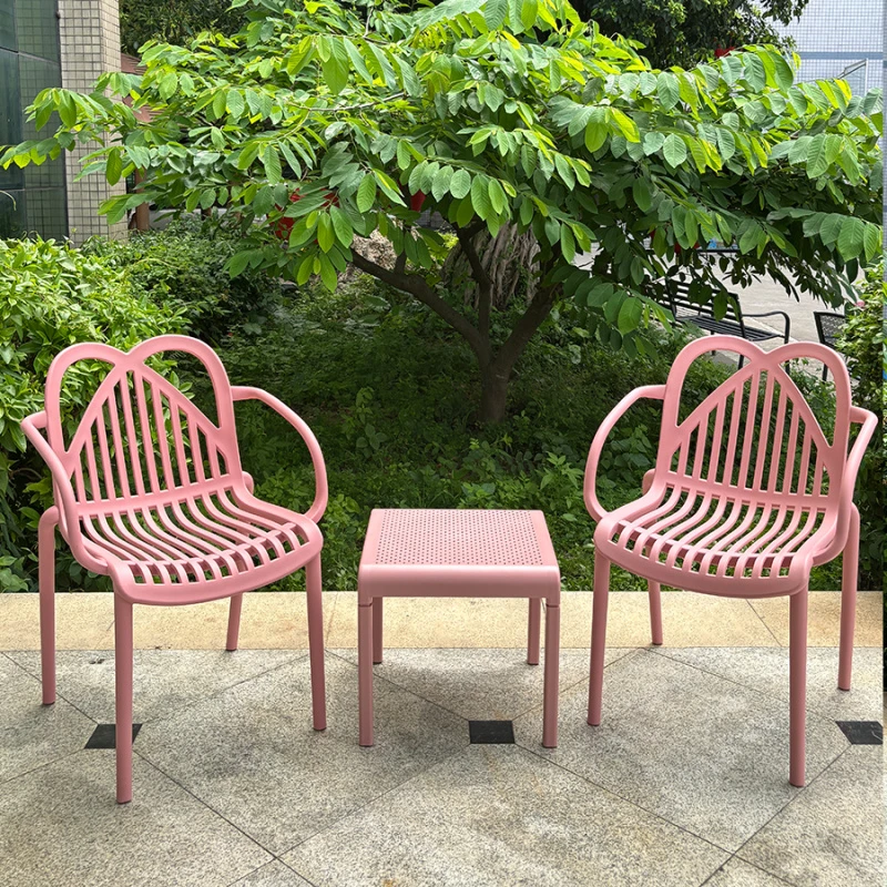 133#PP工程塑料桌椅网红庭院户外休闲椅创意家用阳台休闲椅北欧花