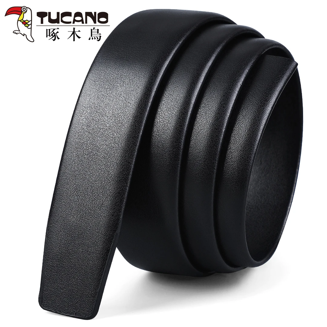 啄木鸟无头男士皮带男真皮不带头自动扣腰带纯牛皮无扣头带身带条