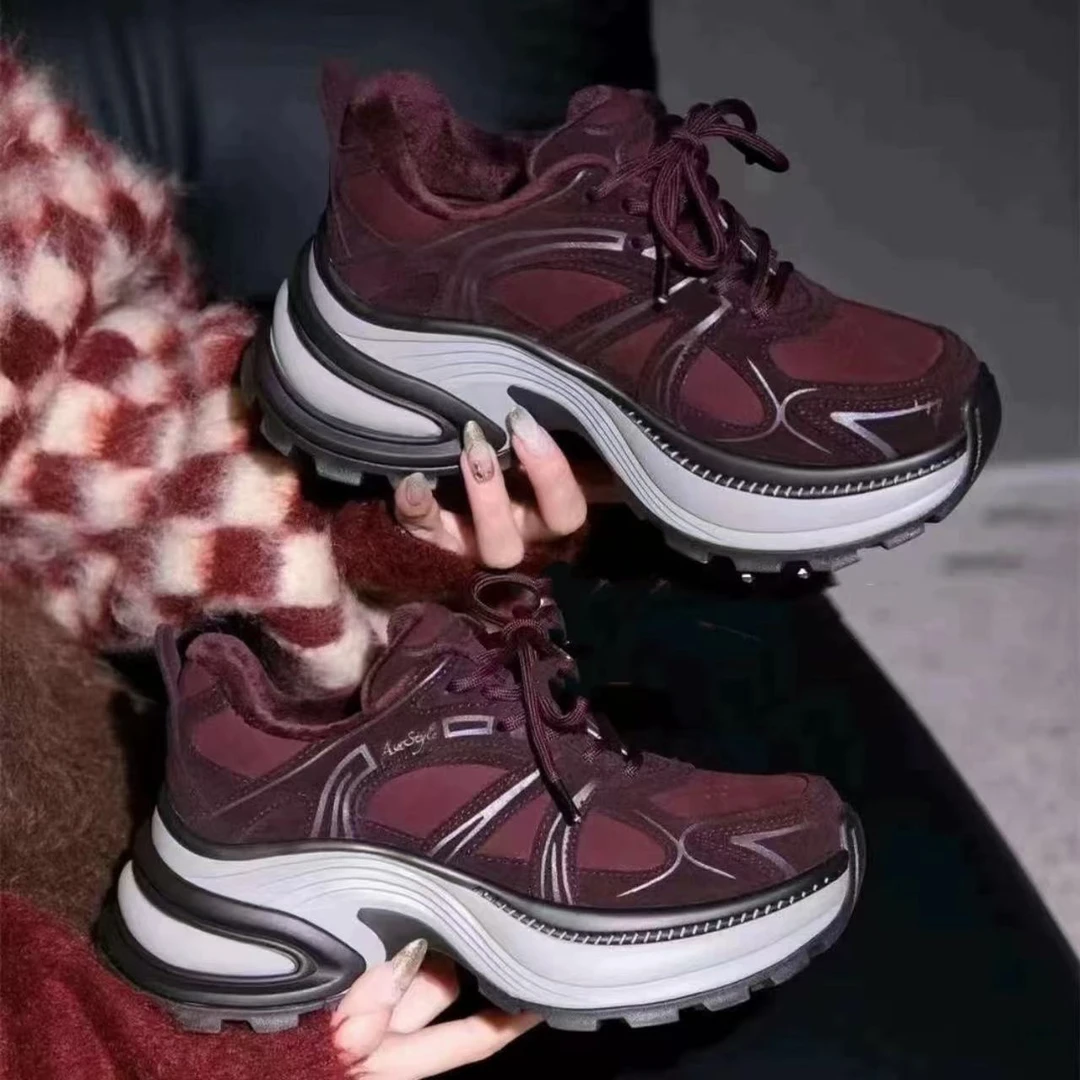 现货C5｜真皮绒里安克拉红保暖老爹鞋女｜标准尺码｜1561