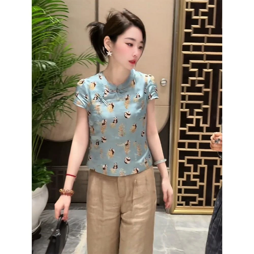 新中式女装国风上衣年轻款复古改良唐装高级感小衫女2025夏季新款