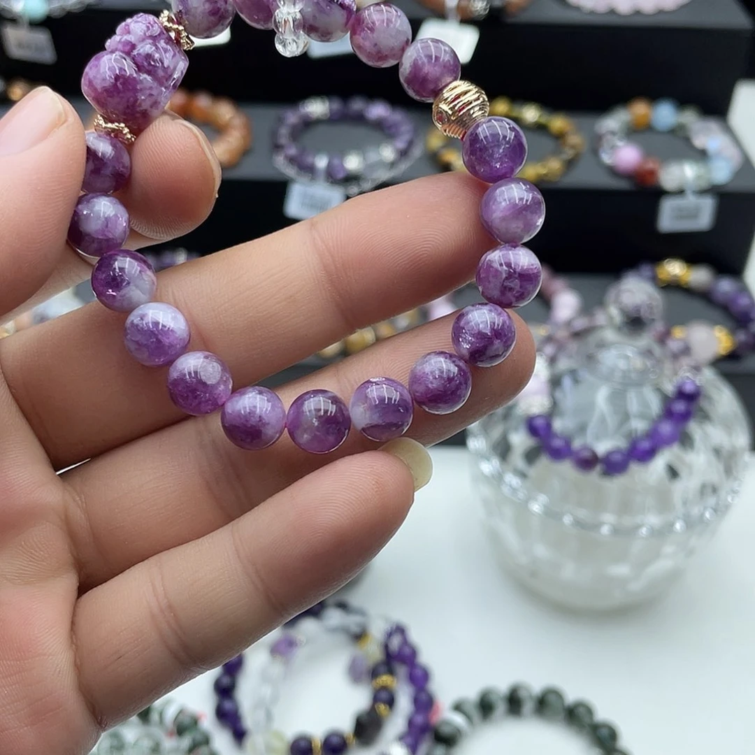 水晶手链未镶嵌紫锂辉原创设计手链