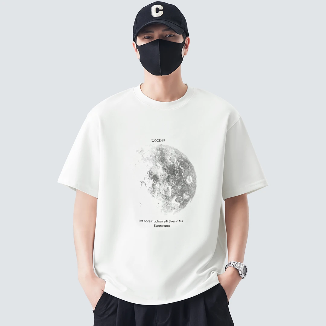 2025夏季潮t流浪地球渐变印花短袖体恤男士薄款圆领宽松半袖上衣