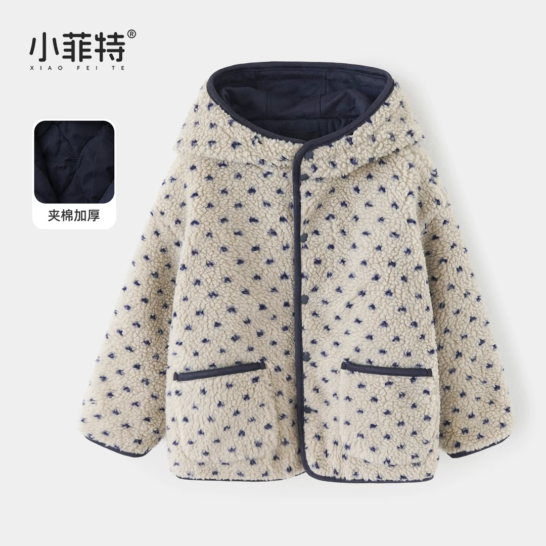 小菲特女童冬连帽保暖外套中大童儿童休闲加厚绒毛上衣YNYD56328