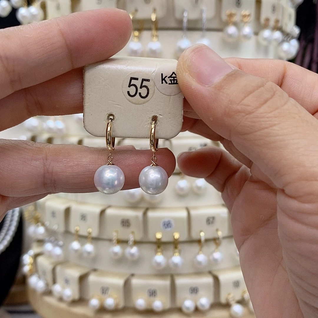 18K金镶嵌淡水珍珠耳饰10-11