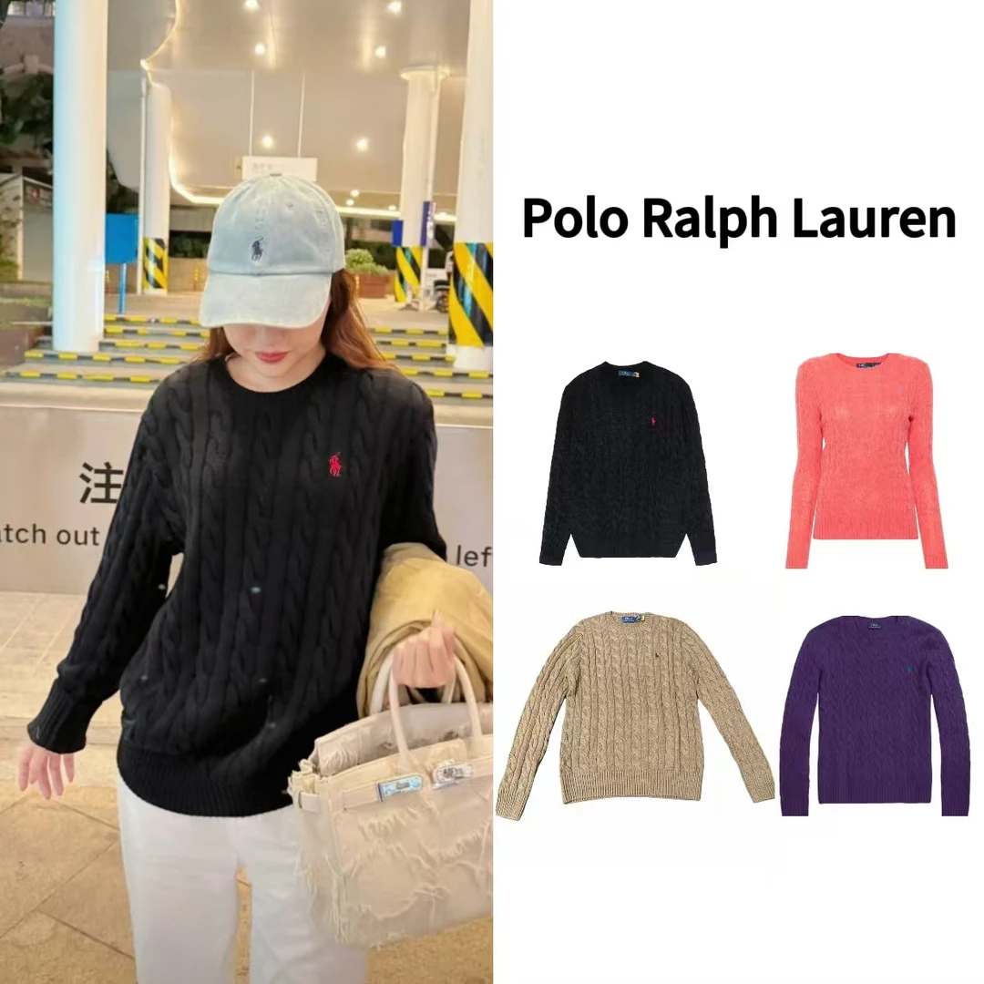 Polo Ralph Lauren SS23纯色经典Logo刺绣粗绞花针织毛衣 成人款